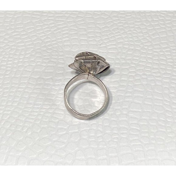 Vintage 925 Rose Ring Flower Bud 3D Band Size 5 - Picture 4 of 5